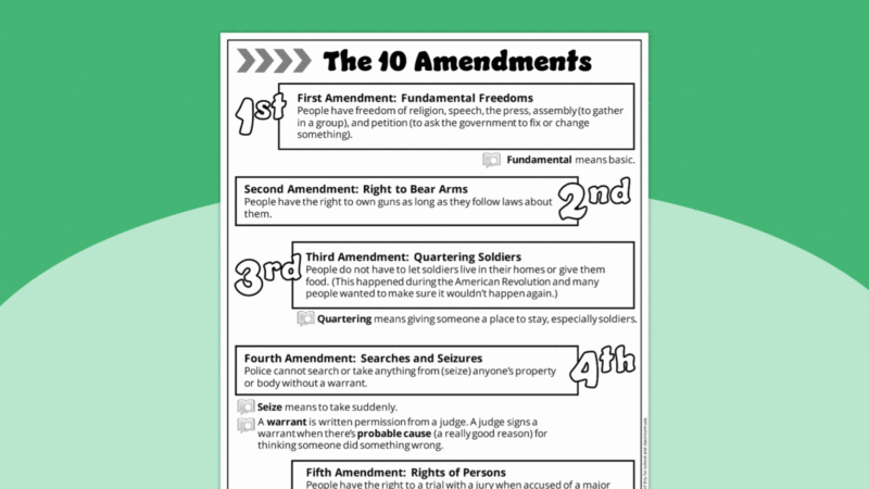 Bill of Rights Worksheets Gif featuring printable page of Bill of Rights worksheet bundle.
