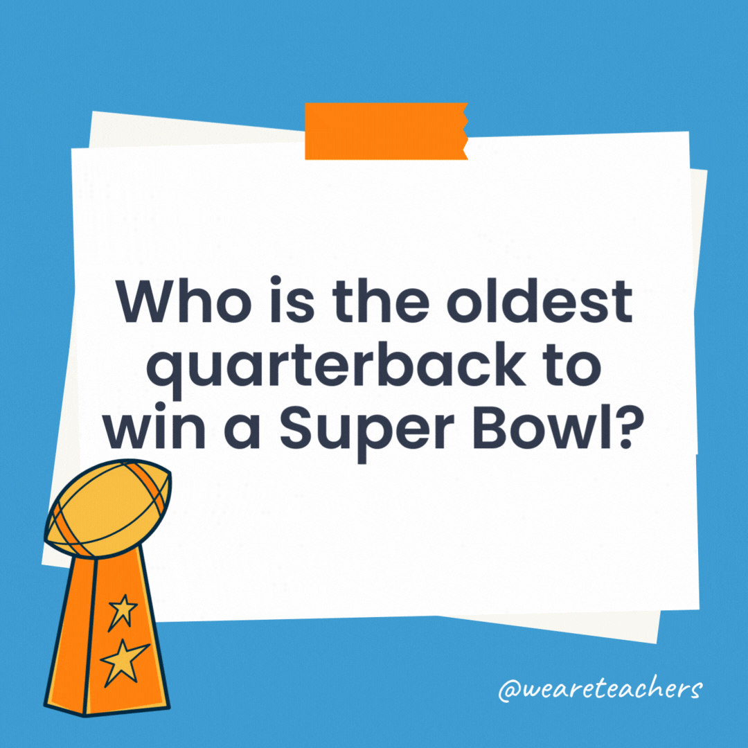 Who is the oldest quarterback to win a Super Bowl? Tom Brady, who won Super Bowl LV at the age of 43. Who is the oldest quarterback to win a Super Bowl?
Tom Brady, who won Super Bowl LV at the age of 43.