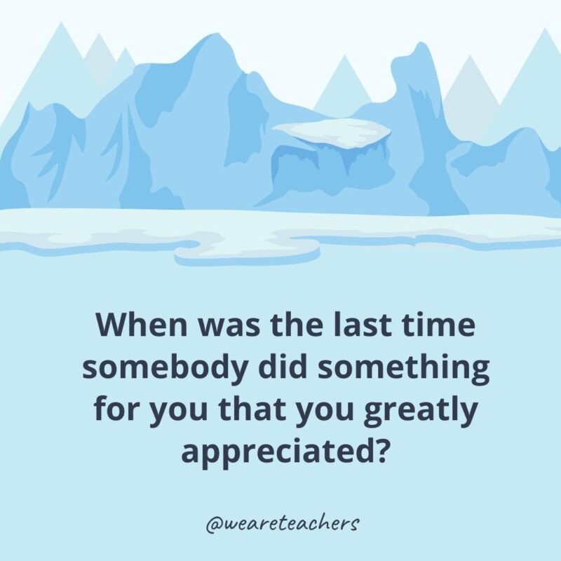 When was the last time somebody did something for you that you greatly appreciated? When was the last time somebody did something for you that you greatly appreciated?