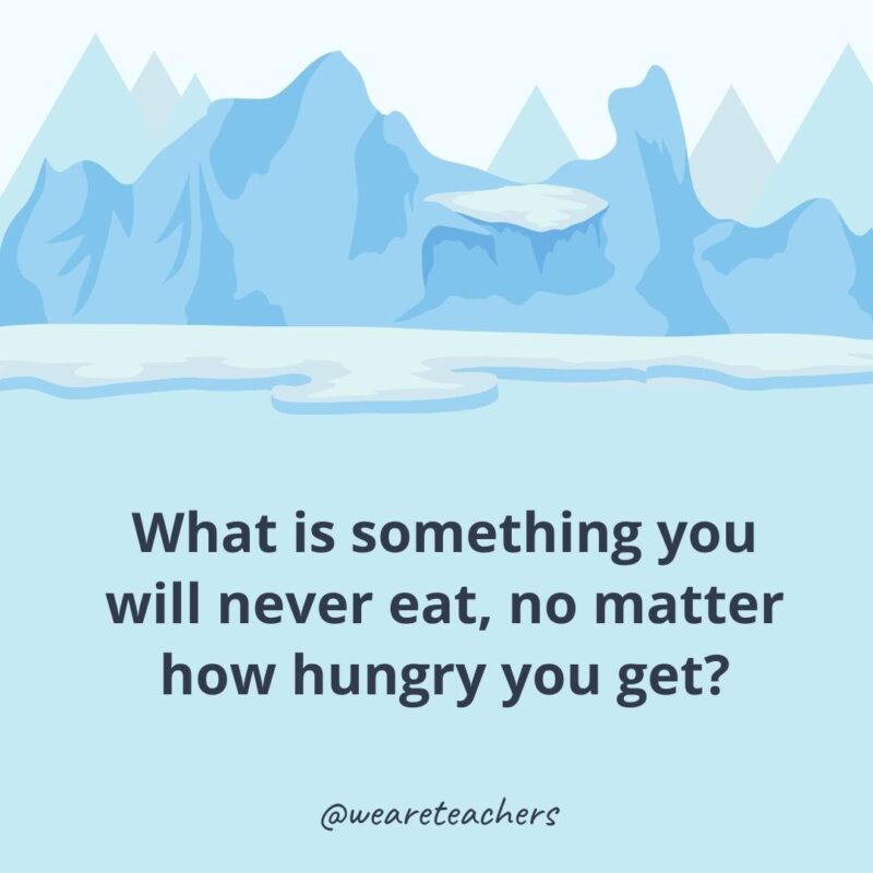 What is something you will never eat, no matter how hungry you get? What is something you will never eat, no matter how hungry you get?