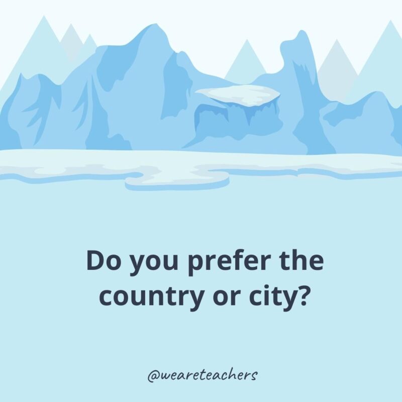 Do you prefer the country or city? Do you prefer the country or city?