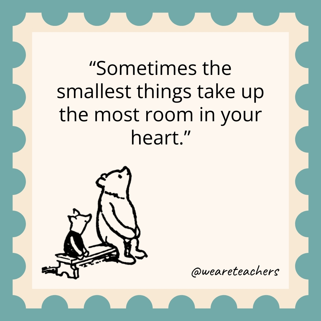 Sometimes the smallest things take up the most room in your heart. Sometimes the smallest things take up the most room in your heart.- winnie the pooh quotes