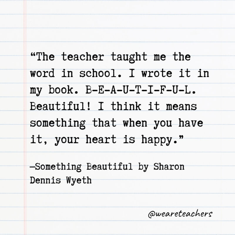 The teacher taught me the word in school. I wrote it in my book. B-E-A-U-T-I-F-U-L. Beautiful! I think it means something that when you have it, your heart is happy. The teacher taught me the word in school. I wrote it in my book. B-E-A-U-T-I-F-U-L. Beautiful! I think it means something that when you have it, your heart is happy.