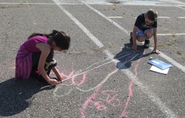 4th Grade Science Experiments Sundials Scholastic Fourth grade science students measuring their outlines drawn in sidewalk chalk on the playground