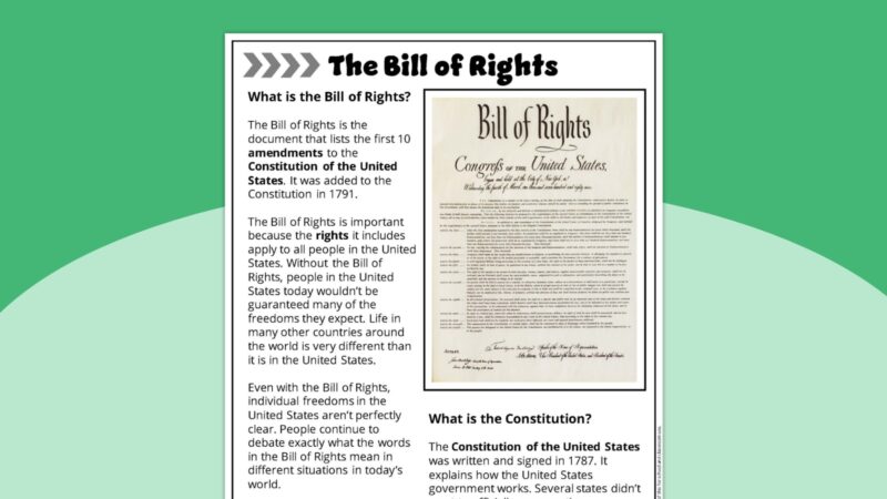 Bill of Rights Worksheet Student Handout Bill of Rights worksheet student handout