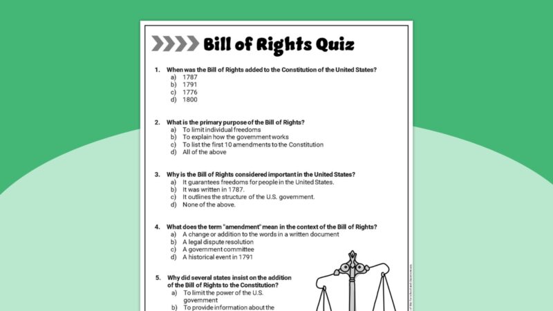 Bill of Rights Worksheet Quiz Bill of Rights Worksheet reading comprehension quiz questions.