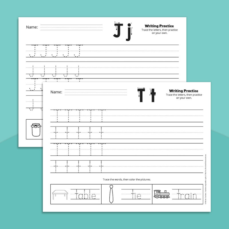 J and T Letter Tracing Letter tracing worksheets for j and t