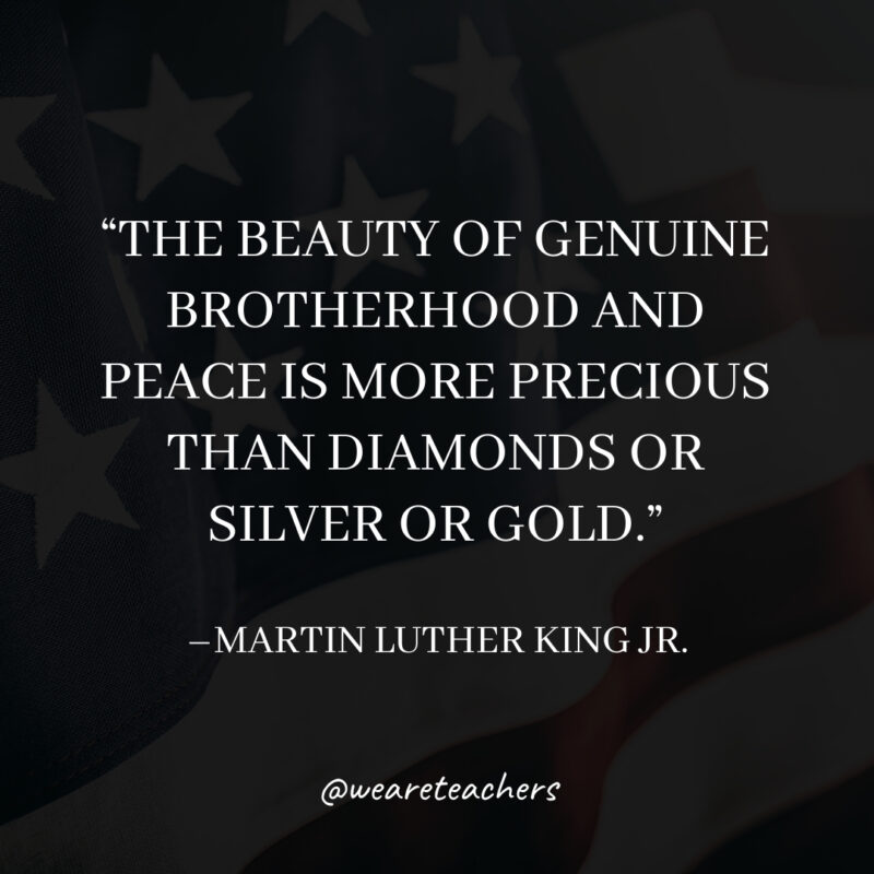 The beauty of genuine brotherhood and peace is more precious than diamonds or silver or gold. The beauty of genuine brotherhood and peace is more precious than diamonds or silver or gold.