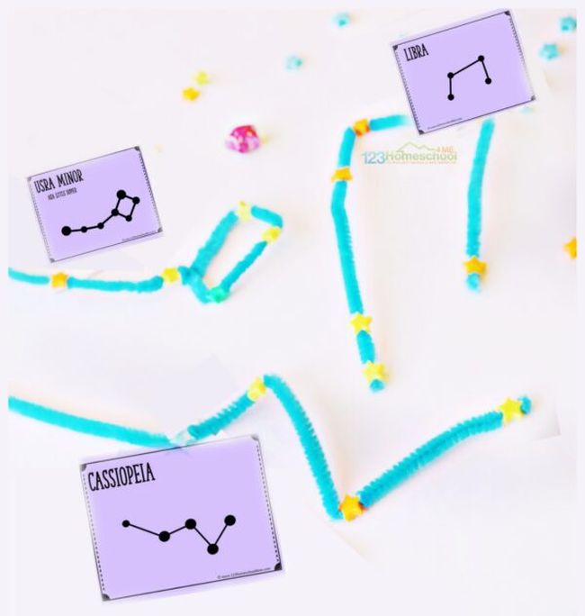 Second Grade Science: Constellations Pipe cleaners and beads bent to form constellations