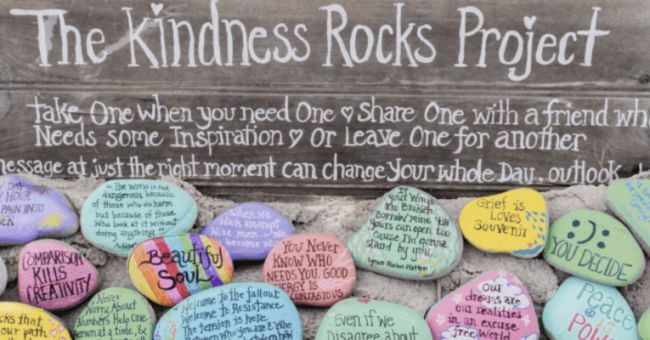 Spirit Week Ideas: Kindness Rocks Pile of painted rocks with inspiring messages