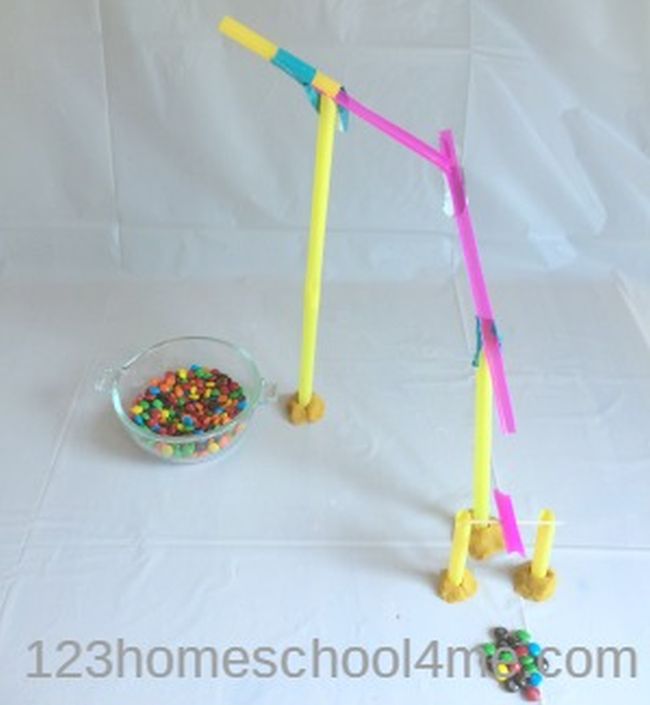 Third Grade Science: Candy Machine Candy delivery machine built of drinking straws