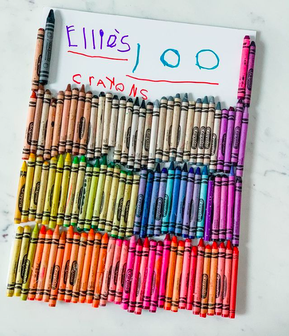 100-crayons A collection of 100 crayons as an example of 100th day of school ideas