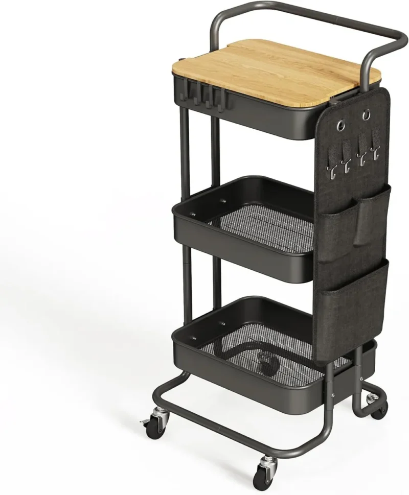 rolling-utility-3 rolling utility cart with wood top